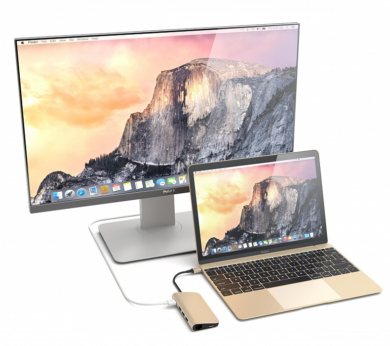 Мультипереходник Satechi Aluminum Type-C Multi-Port Adapter (Gold) купить в интернет-магазине icover