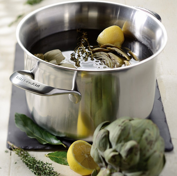 Кастрюля из нержавеющей стали 7,57 л KitchenAid 5 Ply Copper Core KC2C80SCST (Silver) купить в интернет-магазине icover