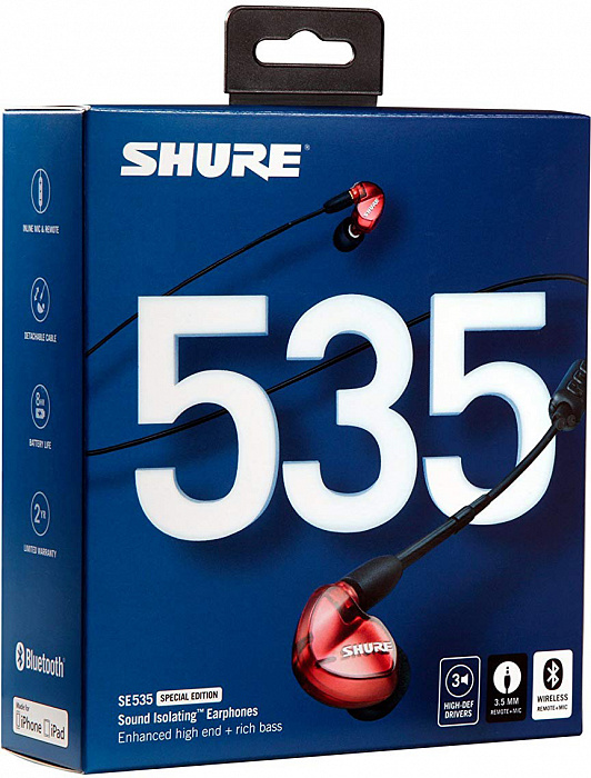 Bluetooth-наушники с микрофоном Shure SE535LTD+BT1 (Red) купить в интернет-магазине icover
