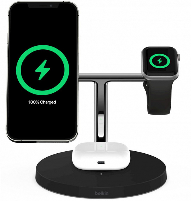 Беспроводное зарядное устройство Belkin MagSafe 3-in-1 Wireless Charger WIZ009vfBK (Black) купить в интернет-магазине icover