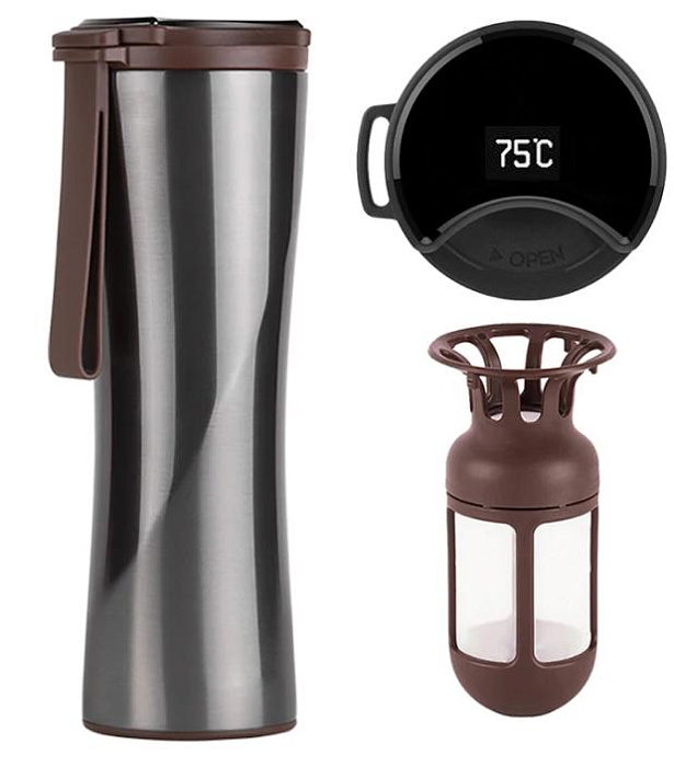 Термокружка Kiss Kiss Fish MOKA Oled 430ml (Gray) купить в интернет-магазине icover