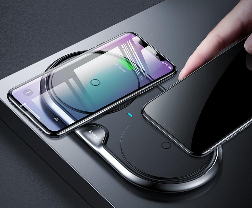 Беспроводное зарядное устройство Baseus Dual Wireless Charger (WXXHJ-A01) на два устройства (Black) купить в интернет-магазине icover