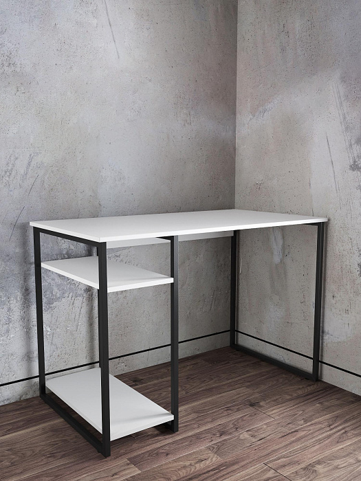 Стол письменный с полкой для ПК RIDBERG GILBERT (White/Black) купить в интернет-магазине icover