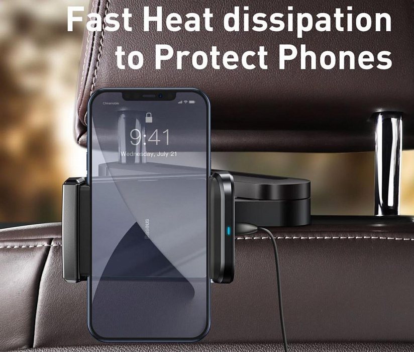 Автомобильный держатель Baseus Energy Storage Backseat Holder (WXHZ-01) с беспроводной зарядкой (Black) купить в интернет-магазине icover