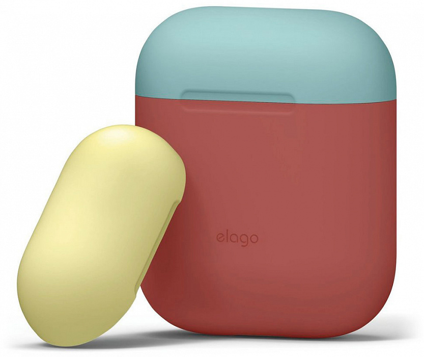 Чехол Elago Silicone DUO (EAPDO-IRO-CBLYE) для AirPods (Rose/Blue/Yellow) купить в интернет-магазине icover