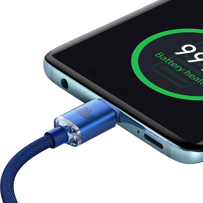 Кабель Baseus Crystal Shine (CAJY000703) USB-C/USB-C 100W 2m (Blue) купить в интернет-магазине icover