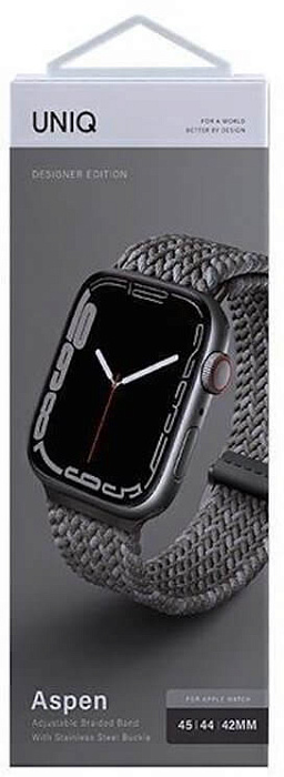 Ремешок Uniq Aspen DE Strap (45MM-ASPDEPGRY) для Apple Watch 45/44/42 mm (Pebble Grey) купить в интернет-магазине icover