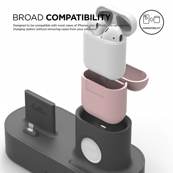 Док-станция Elago Charging Hub 3 in 1 (EST-TRIO-DGY) для устройств Apple (Dark Grey) купить в интернет-магазине icover