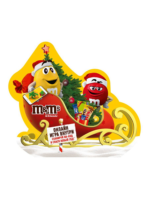 Сладкий подарок M&M's & Friends Санки Деда Мороза на Новый Год, набор конфет M&M's, Snickers, Twix, Milky Way, Mars с онлайн-игрой внутри (2 х 222 г.) купить в интернет-магазине icover