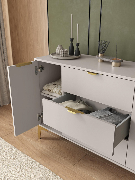 Комод Ridberg OKAYAMA 2Д/3Я (Cashmire/Gold) купить в интернет-магазине icover