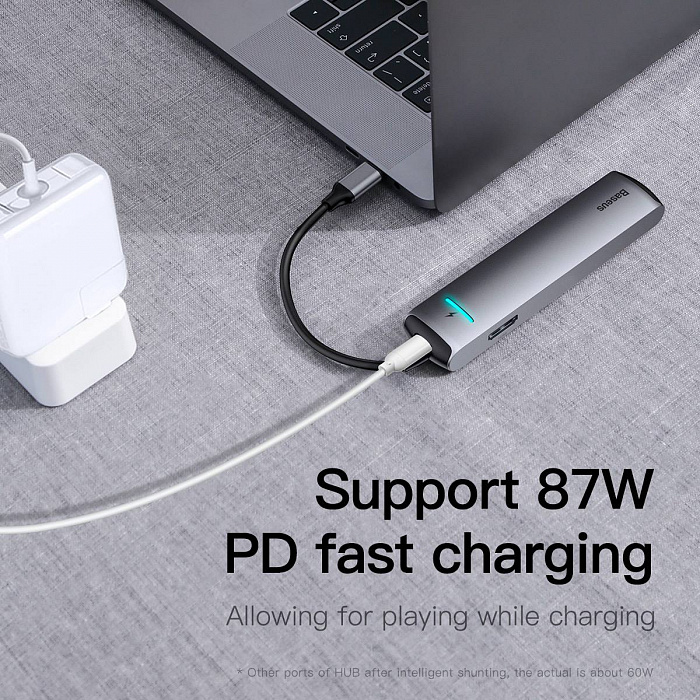 USB-концентратор Baseus Mechanical eye Six-in-one CAHUB-J0G (Grey) купить в интернет-магазине icover