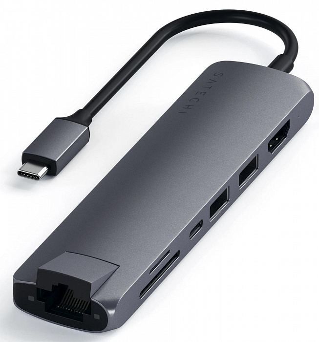 Хаб Satechi USB-C Slim Multi-Port Adapter ST-UCSMA3M (Space Grey) купить в интернет-магазине icover