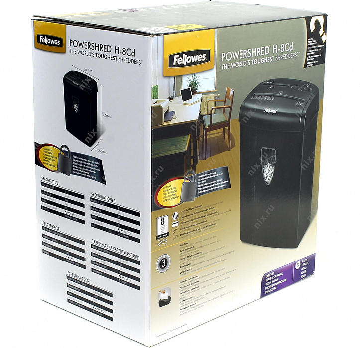 Шредер Fellowes PowerShred H-8Cd FS-46845 (Black) купить в интернет-магазине icover