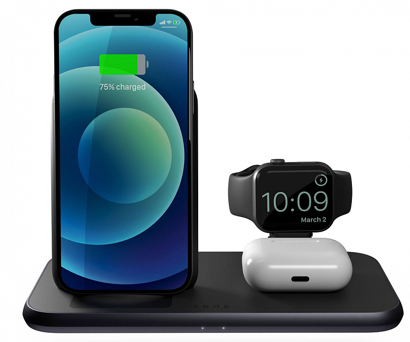 Беспроводное зарядное устройство Zens Aluminium 4-in-1 Stand Wireless Charger (ZEDC15B/00) купить в интернет-магазине icover