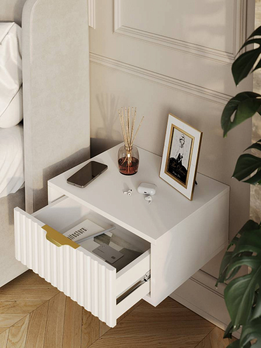 Тумба подвесная RIDBERG LUGANO (460) 1Я (White/Gold) купить в интернет-магазине icover