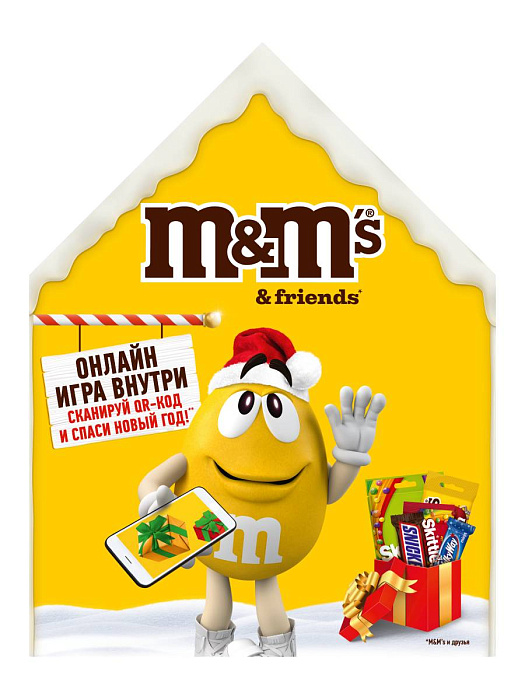Сладкий подарок M&M's & Friends Пряничный домик на Новый Год, набор конфет M&M's, Snickers, Twix, Bounty, Milky Way с онлайн-игрой внутри (2 х 167 г.) купить в интернет-магазине icover