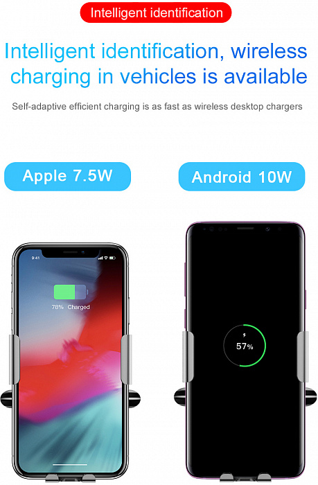 Автомобильный сенсорный держатель Baseus Smart Vehicle Bracket Wireless Charger (WXZN-01) для смартфона (Black) купить в интернет-магазине icover