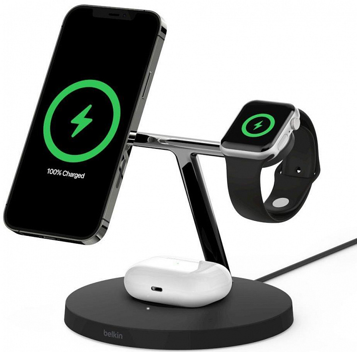Беспроводное зарядное устройство Belkin MagSafe 3-in-1 Wireless Charger WIZ009vfBK (Black) купить в интернет-магазине icover