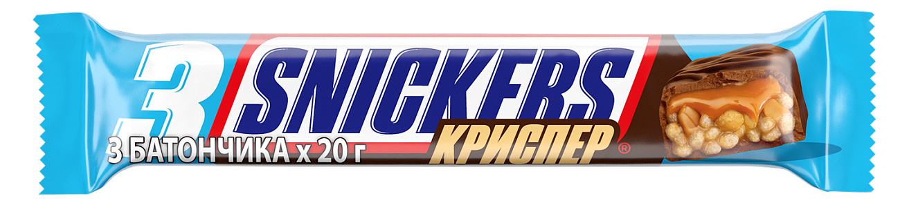 Шоколадный батончик Snickers Криспер, 60 г х 24 шт. купить в интернет-магазине icover