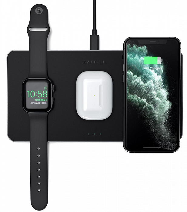 Беспроводное зарядное устройство Satechi Trio Wireless Charging Pad ST-X3TWCPM (Black) купить в интернет-магазине icover