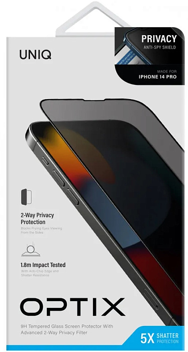 Защитное стекло Uniq OPTIX Privacy для iPhone 14 Pro (Clear/Black) купить в интернет-магазине icover