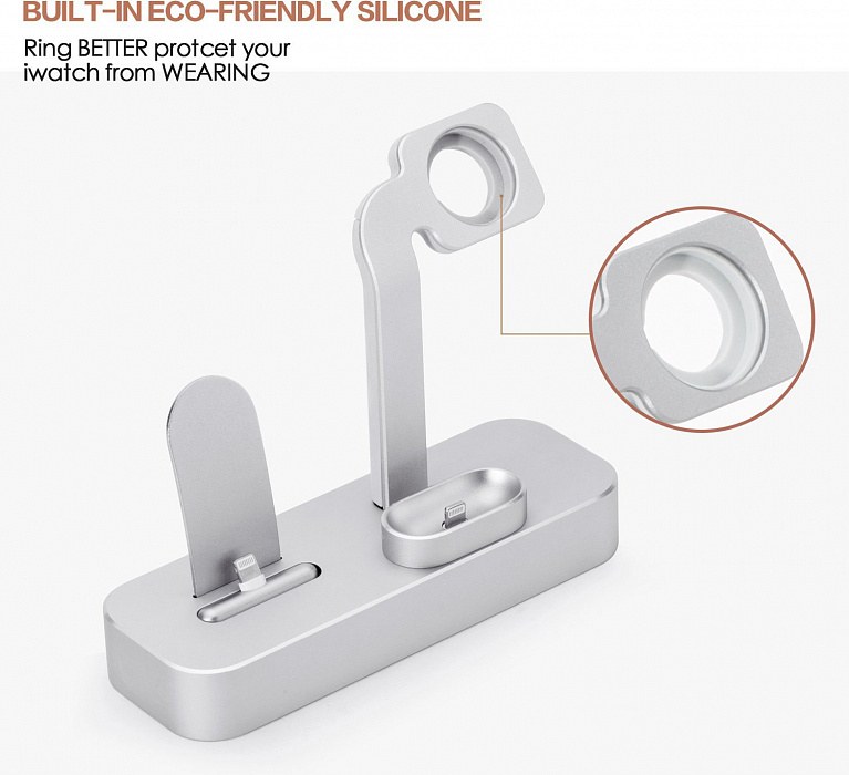 Док-станция COTEetCI Base19 (CS7201-TS) для Apple Watch/iPhone/AirPods (Silver) купить в интернет-магазине icover