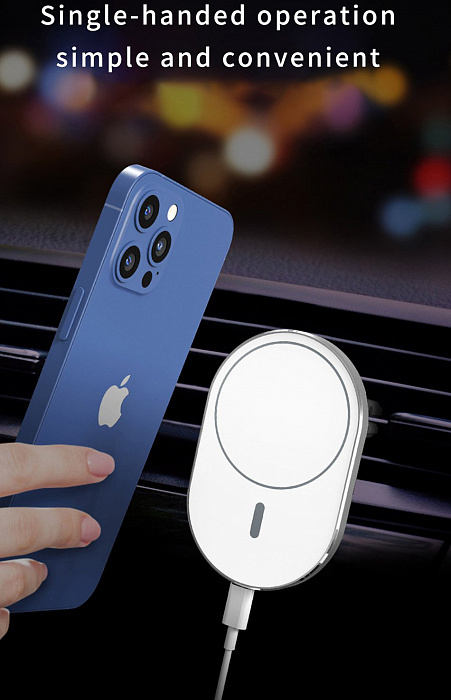 Автодержатель с беспроводной зарядкой Wiwu Magnetic Wireless Charger Car CH-306 (White) купить в интернет-магазине icover