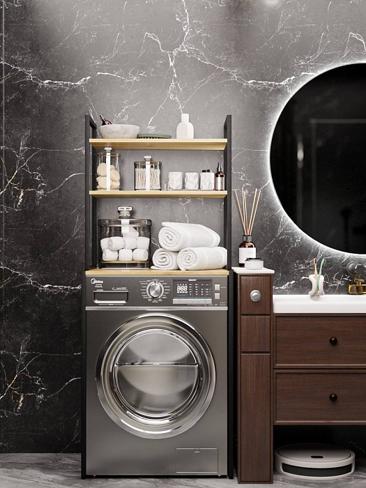 Стеллаж лофт над стиральной машинкой RIDBERG ATLANTA (Oak/Black) купить в интернет-магазине icover