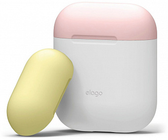 Чехол Elago Silicone DUO (EAPDO-WH-PKYE) для AirPods (White/Pink/Yellow)