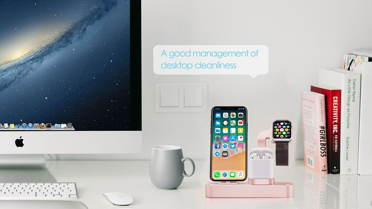 Док-станция COTEetCI Base19 (CS7201-MRG) для Apple Watch/iPhone/AirPods (Rose Gold) купить в интернет-магазине icover