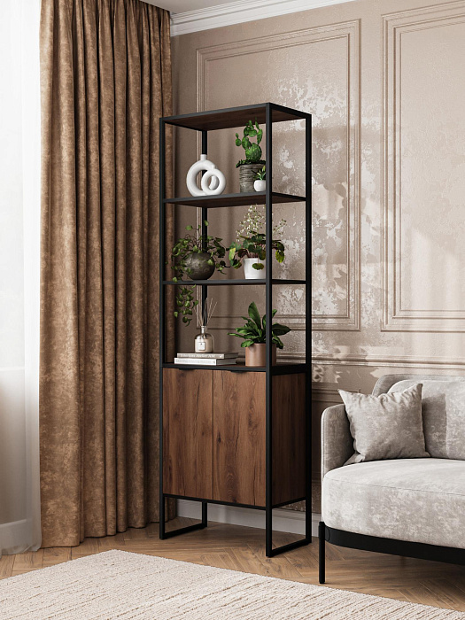 Стеллаж лофт RIDBERG DENVER модуль 1 (Dark Oak/Black) купить в интернет-магазине icover