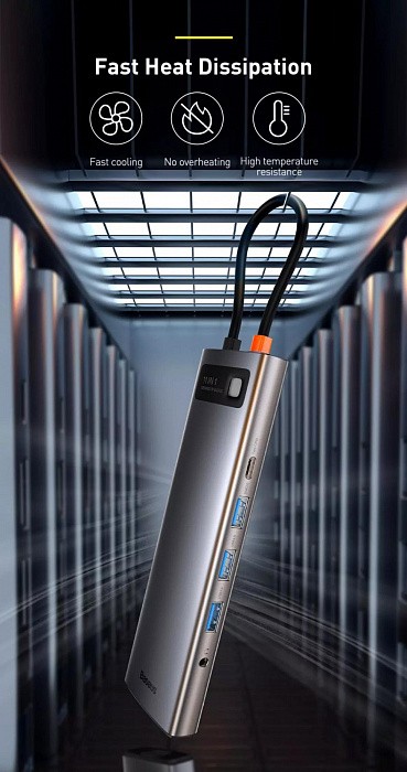 Хаб Baseus Metal Gleam Series 11-in-1 CAHUB-CT0G (Space Grey) купить в интернет-магазине icover