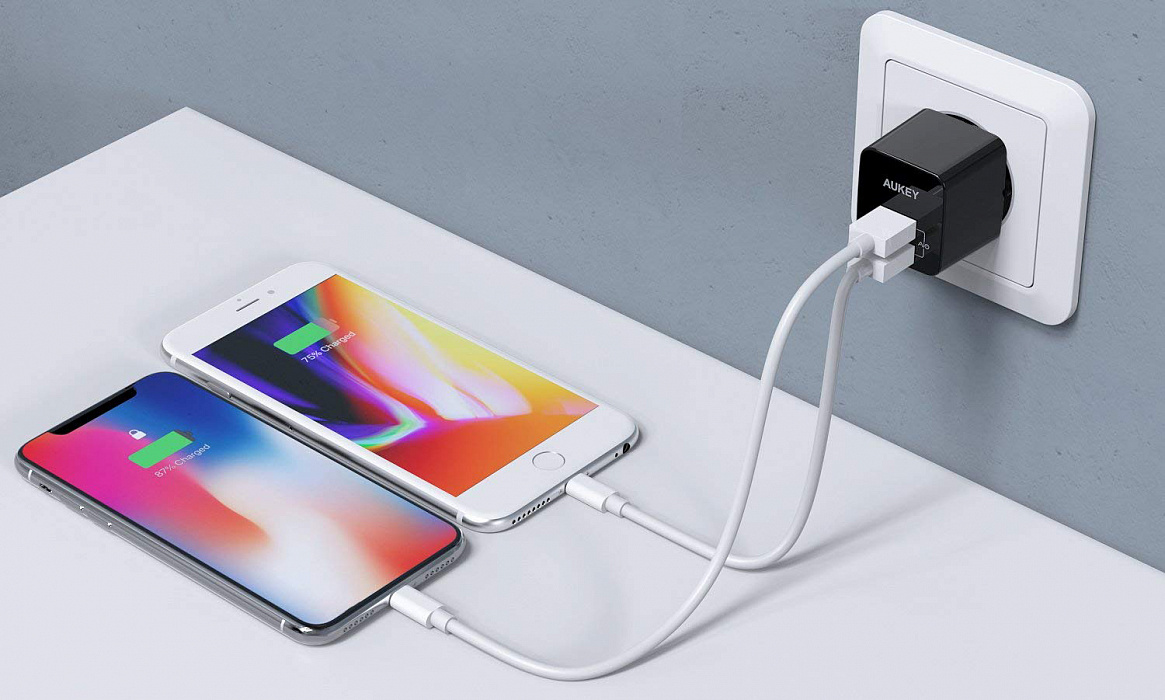 Сетевое зарядное устройство Aukey Travel Charger Dual Port USB-A PA-U32 (Black) купить в интернет-магазине icover