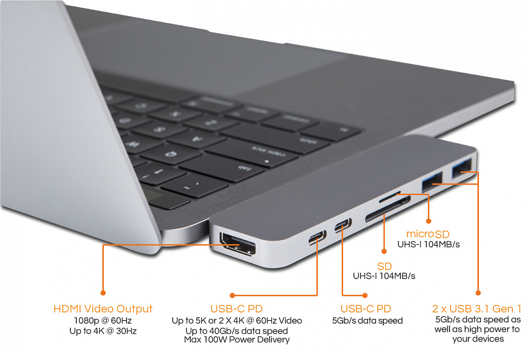 USB-концентратор HyperDrive Duo (GN28B) для MacBook Pro 2016/2017 (Space Gray) купить в интернет-магазине icover