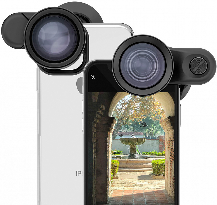 Набор объективов Olloclip Super-Wide Pro + Telephoto Pro (OC-0000299-EU) для iPhone Xs Max (Black) купить в интернет-магазине icover