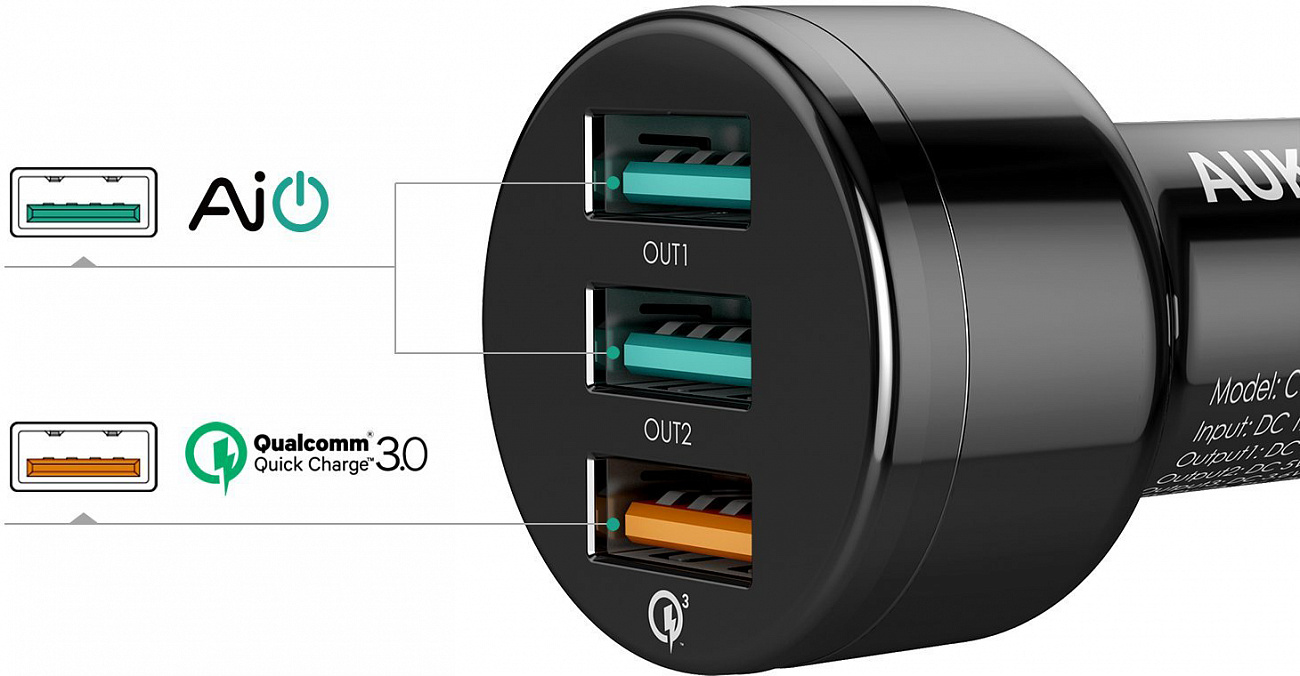 Автомобильное зарядное устройство Aukey CC-T11 (Black) купить в интернет-магазине icover