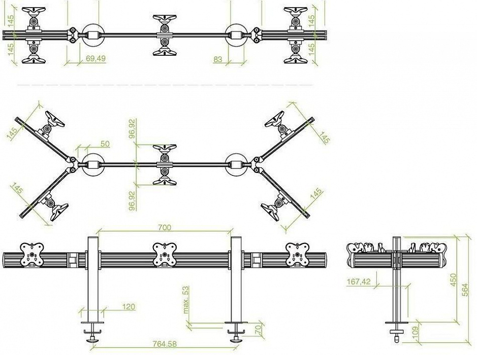 Кронштейн ErgoFount TBBS-600WG для 6 мониторов 24'' (Silver) купить в интернет-магазине icover