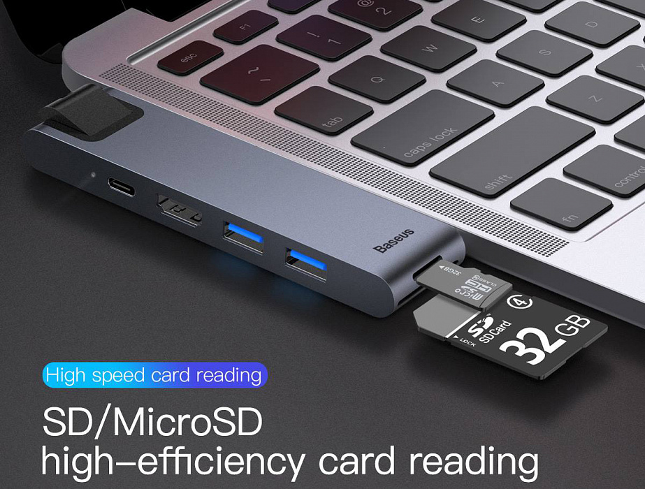 USB-концентратор Baseus Thunderbolt C+Pro (CAHUB-L0G) для MacBook Pro (Deep Grey) купить в интернет-магазине icover