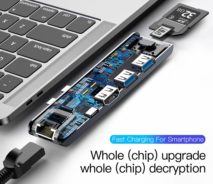 USB-концентратор Baseus Thunderbolt C+Pro (CAHUB-L0G) для MacBook Pro (Deep Grey) купить в интернет-магазине icover
